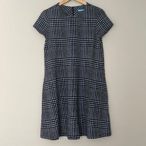J McLaughlin Cap Sleeve Swing Dress Houndstooth With Pockets Size Medium M